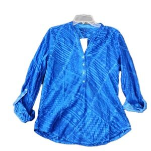 Vintage Goa Boho Tunic Top Womens S Blue Long Sleeve Hippie Festival Blouse NWT